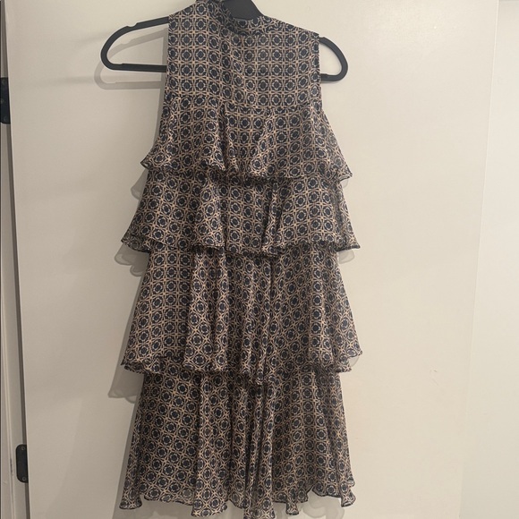 Misa Los Angeles Navy and Tan Patterned Women's Dress - Picture 4 of 4